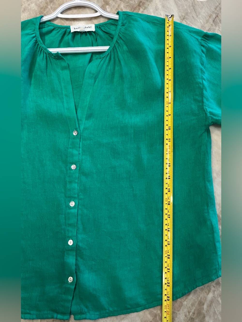 Bella Dahl 100% Linen Kelly Green Blouse Size M - Picture 6 of 7